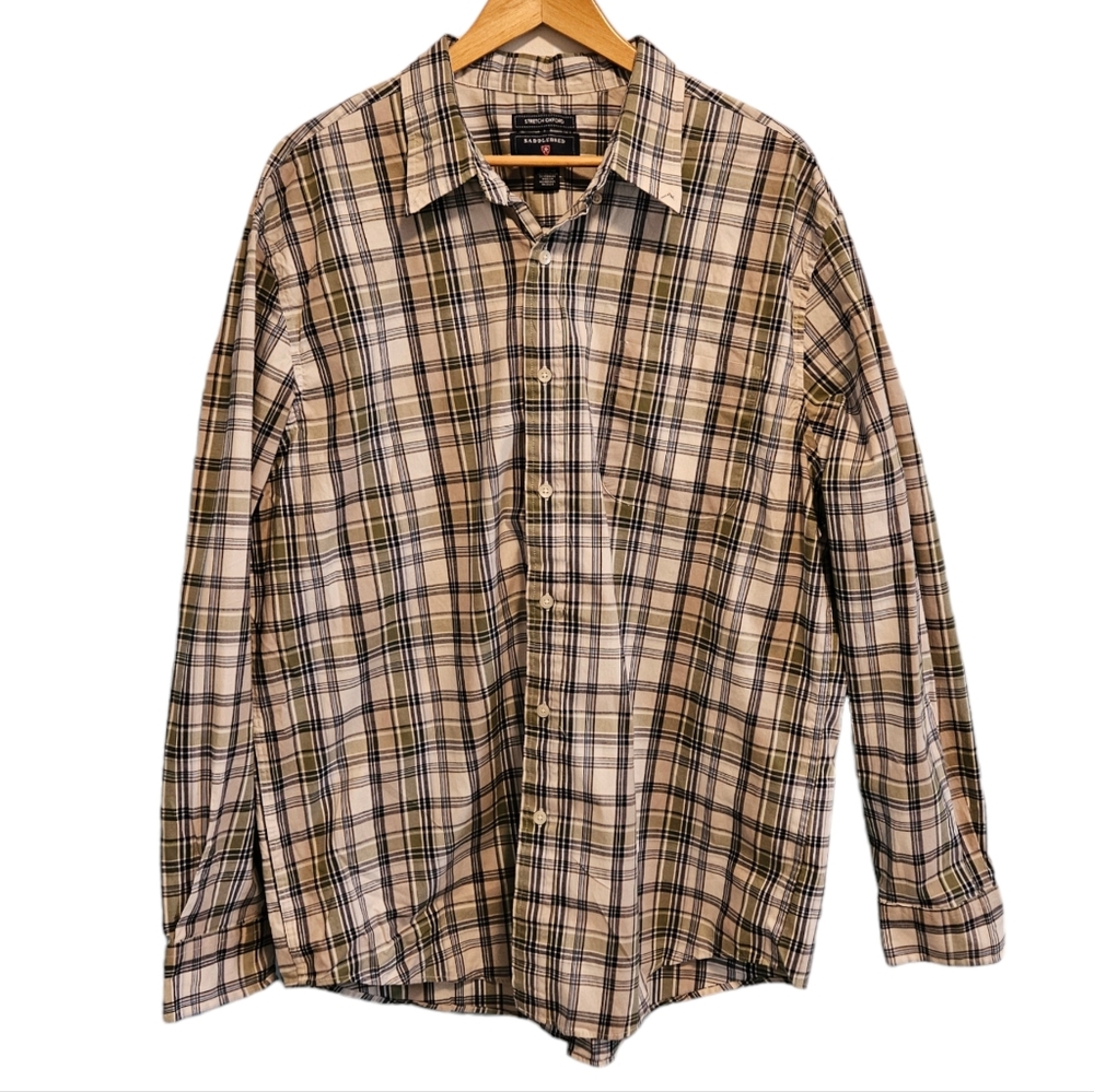 Saddlebred Stretch Oxford Plaid Button-Down Shirt (XL)